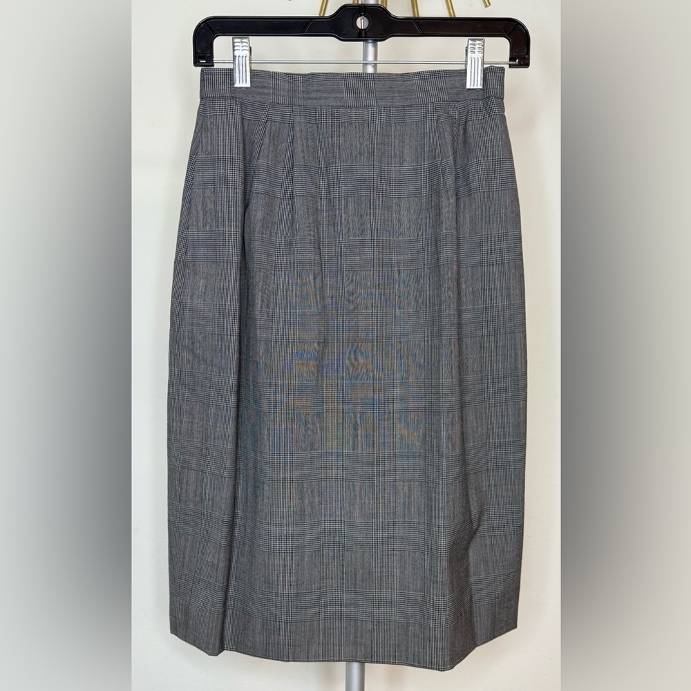 Vintage 90’s 400 Tailored Collection preppy Gray Glen Plaid wool blend skirt 0